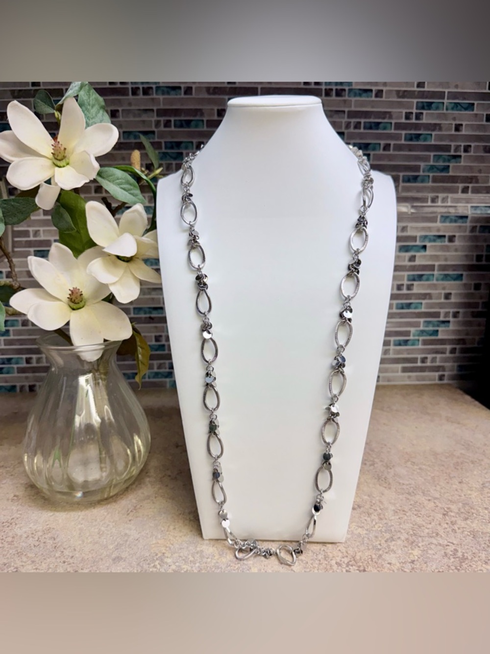 Lia Sophia Ibiza silver tone chain necklace